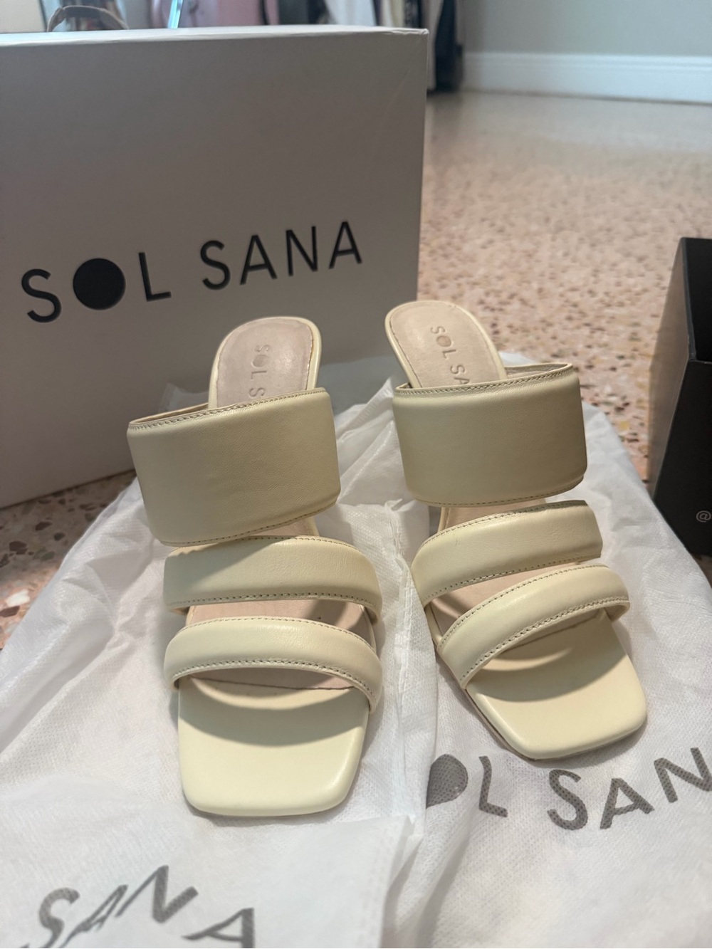 Sol Sana Cream Padded Multi-Strap Heels